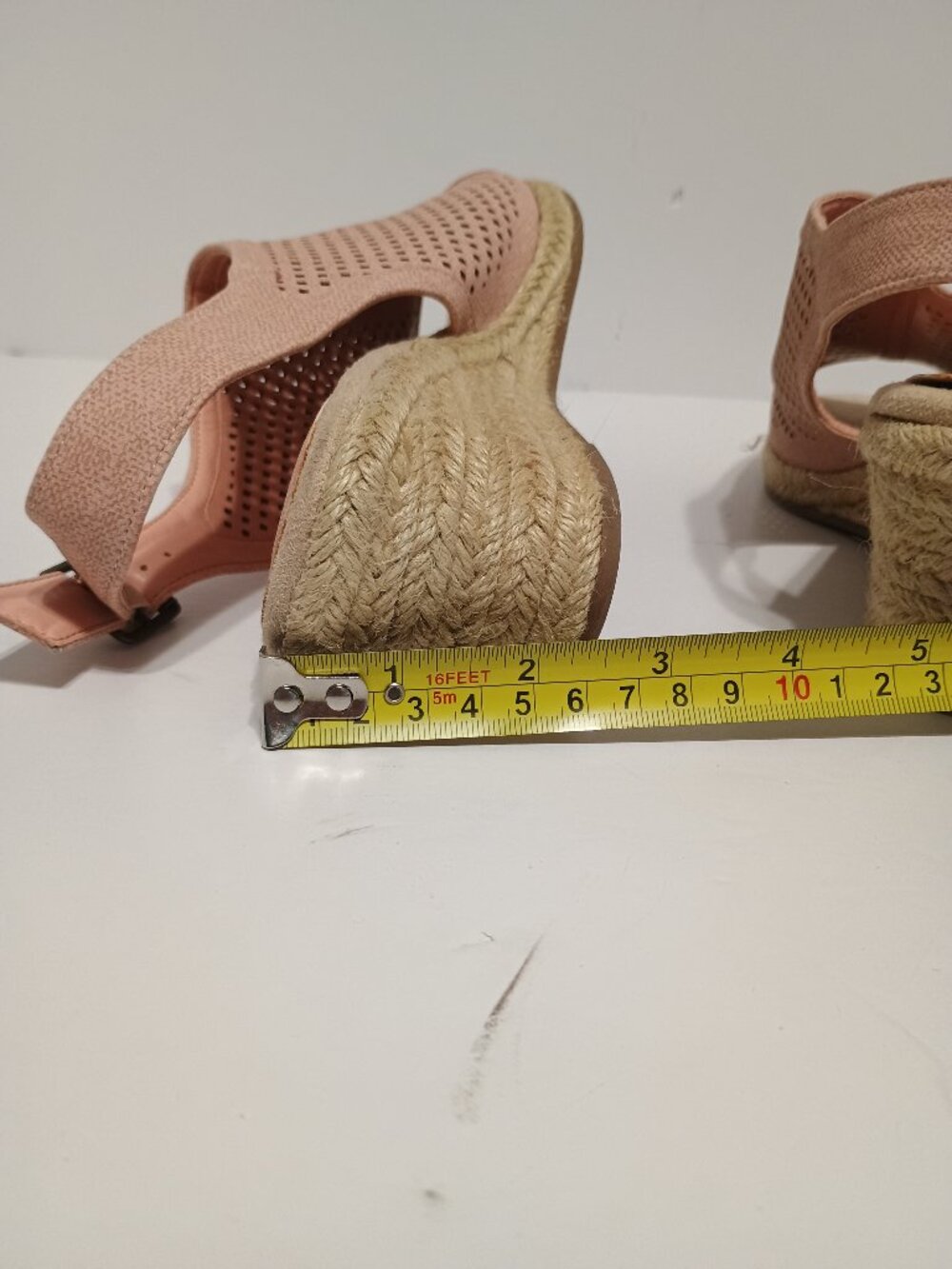 Easy Street Stacy Women’s 10N Blush Pink Perforated Espadrille Wedge Sandals - Picture 6 of 8